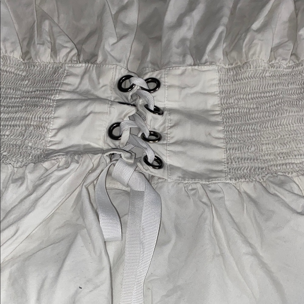 White Corset-Style Top with Lace-Up Detail